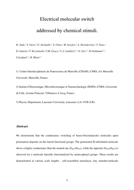 Electrical Molecular Switch Addressed by Chemical Stimuli