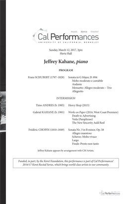 Jeffrey Kahane, Piano