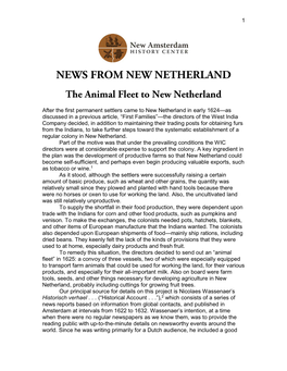 News from New Netherland