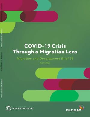 COVID-19 Crisis Through a Migration Lens Public Disclosure Authorized