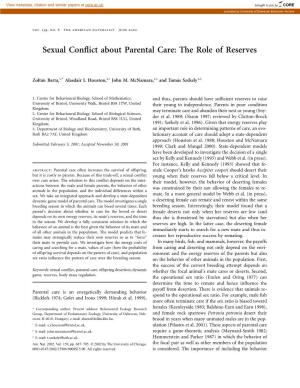 Sexual Conflict About Parental Care: the Role of Reserves