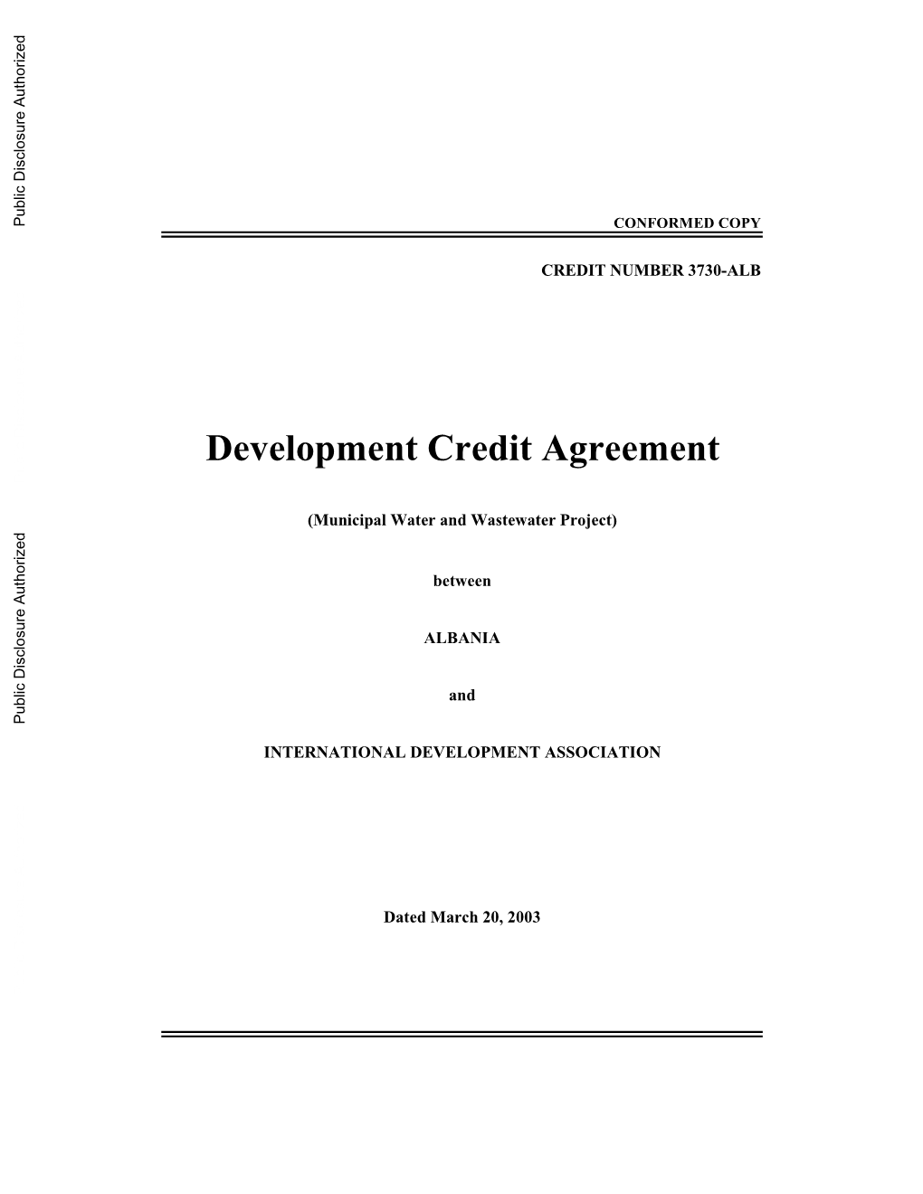 Development Credit Agreement