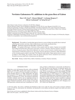Novitates Gabonenses 91: Additions to the Grass Flora of Gabon