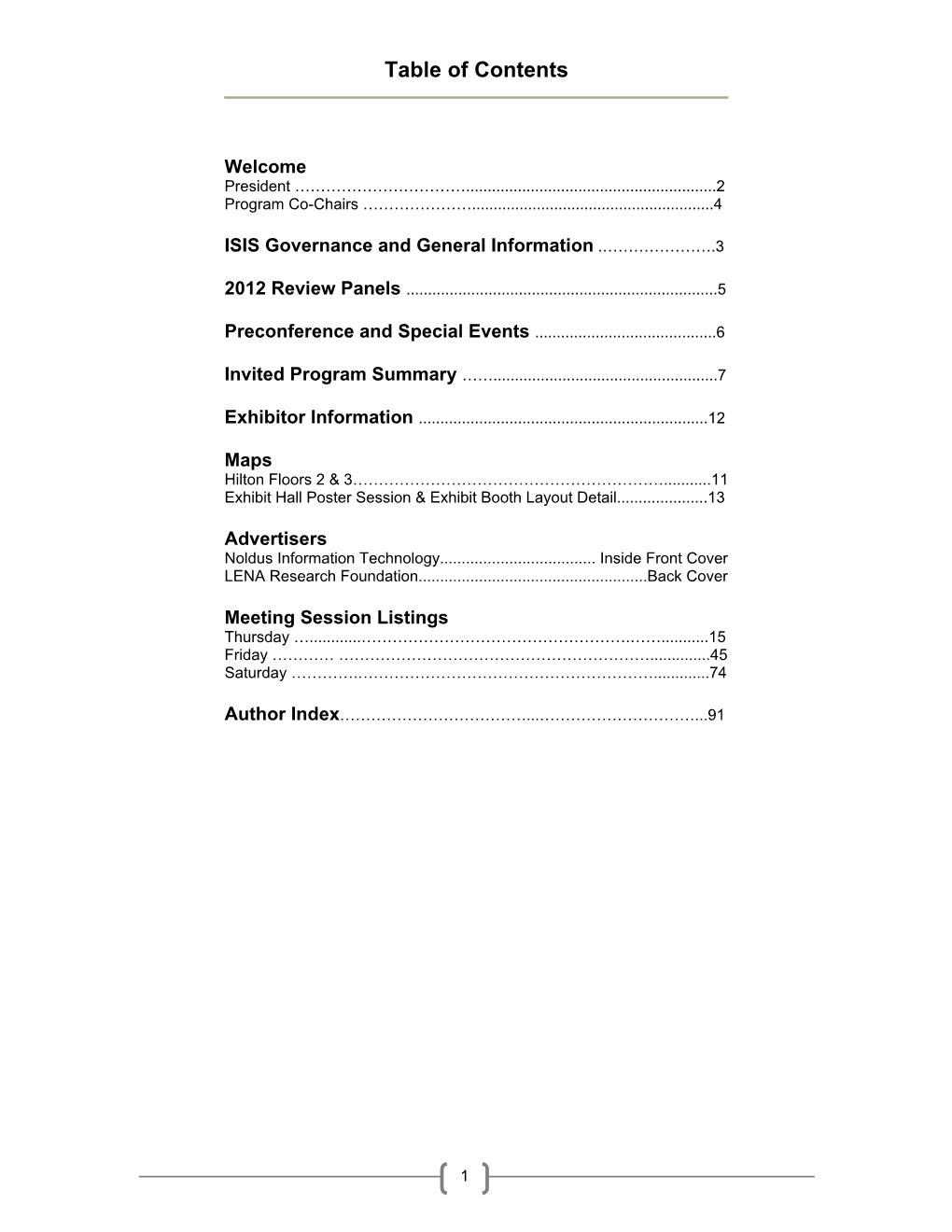 Table of Contents