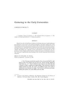 Gesturing in the Early Universities