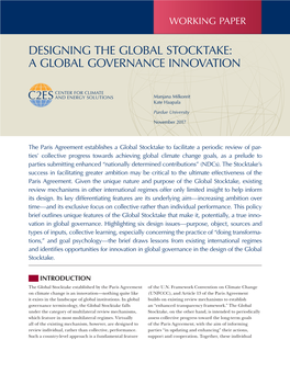 Designing the Global Stocktake: a Global Governance Innovation