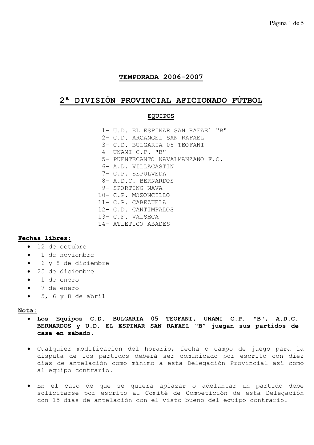 2ª División Provincial Aficionado Fútbol