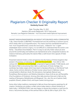 Plagiarism Checker X Originality Report Similarity Found: 18%