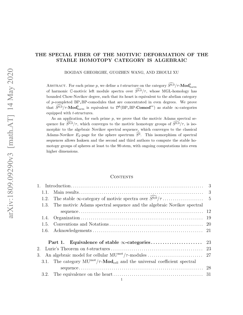 Arxiv:1809.09290V3 [Math.AT] 14 May 2020