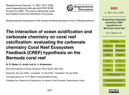 Evaluating Carbonate Chemistry CREF Hypothesis on Bermuda Coral Reef