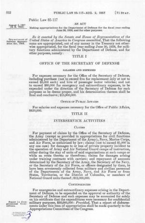 71 Stat.] Public Law 85-117-Aug