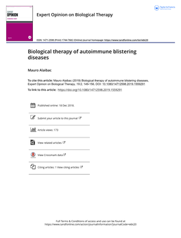 Biological Therapy of Autoimmune Blistering Diseases