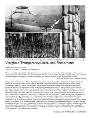 Weighted Transparency: Literal and Phenomenal
