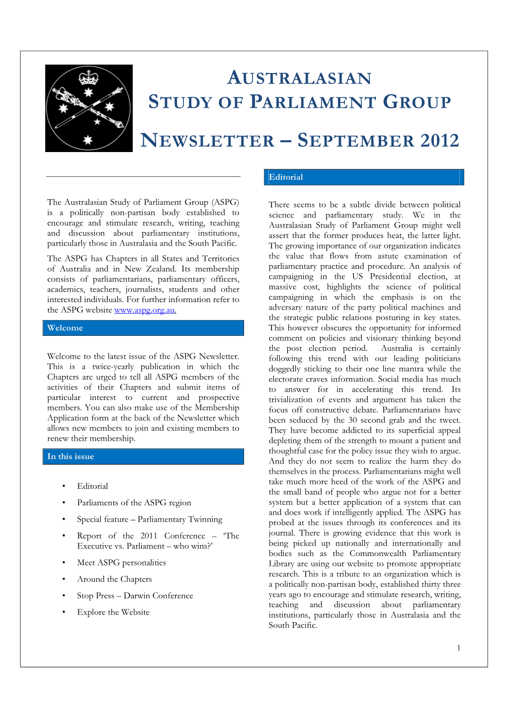 Newsletter (September 2012)