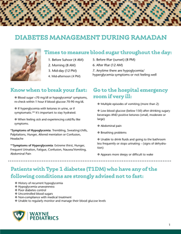 Diabetes Management During Ramadan
