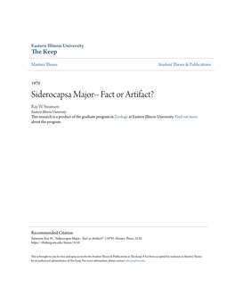 Siderocapsa Major-- Fact Or Artifact? Ray W