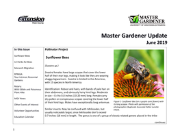 Master Gardener Update June 2019 in This Issue Pollinator Project