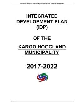 Integrated Development Plan (Idp) of the Karoo Hoogland Municipality