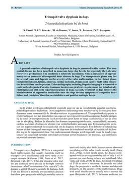 Tricuspid Valve Dysplasia in Dogs Tricuspidalisdysplasie Bij De Hond
