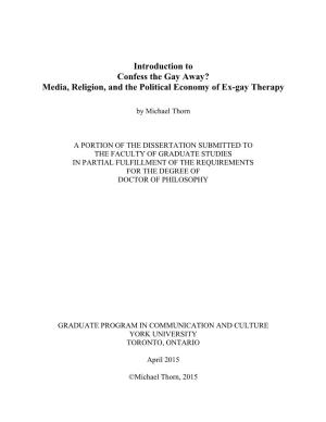 Introduction to Confess the Gay Away? Media, Religion, and the Political Economy of Ex-Gay Therapy