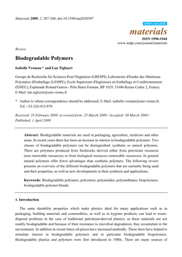 Biodegradable Polymers