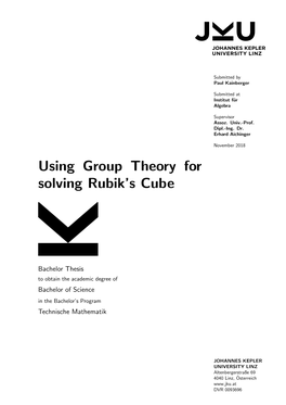 Using Group Theory for Solving Rubik's Cube