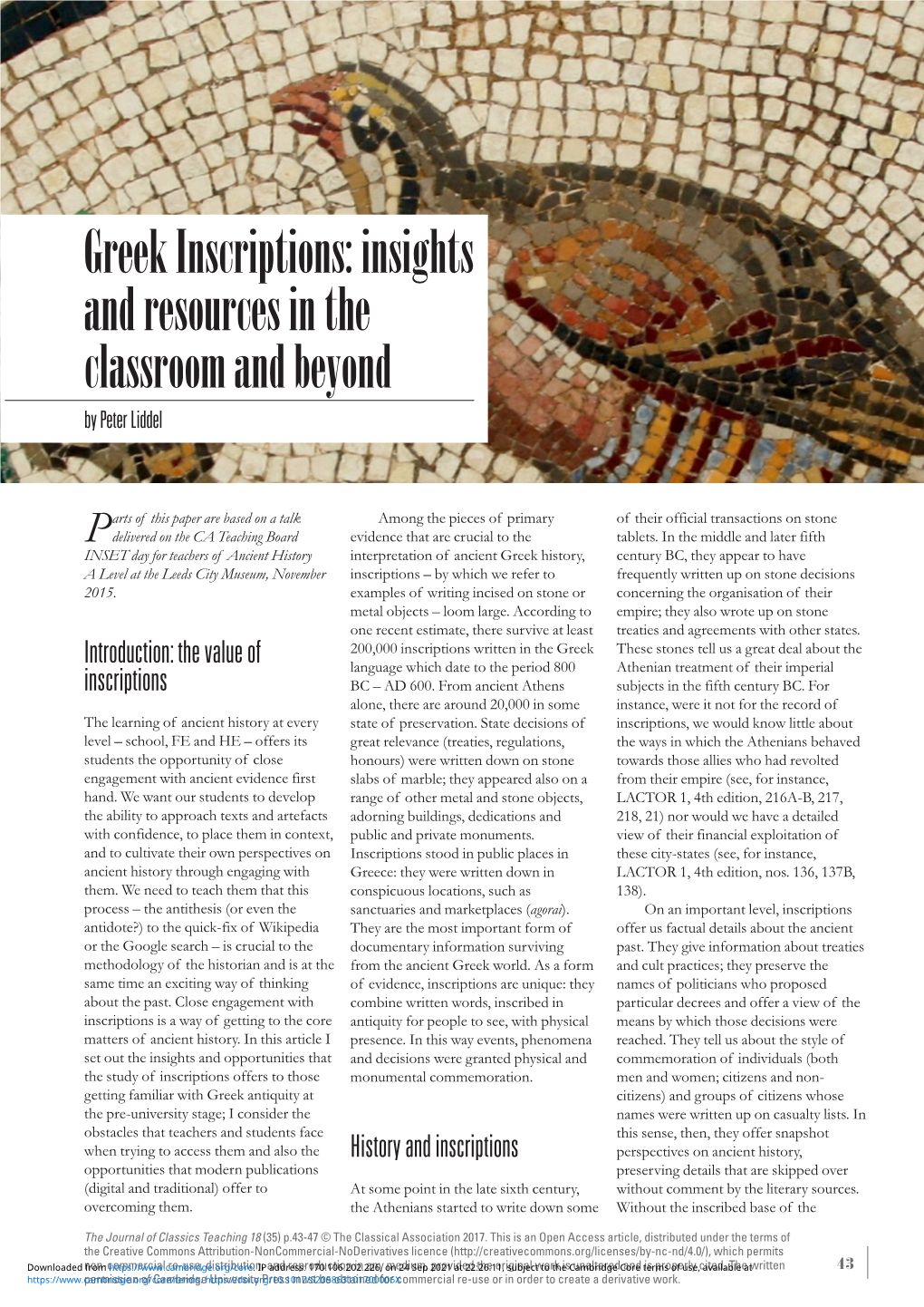 Greek Inscriptions: Insights and Resources in the Classroom and Beyond by Peter Liddel