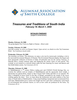 Treasures and Traditions of South India February 18- March 1, 2008