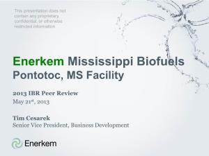 Enerkem Mississippi Biofuels Pontotoc, MS Facility