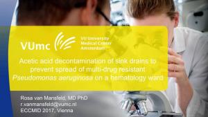 Acetic Acid Decontamination of Sink Drains to Prevent Spread of Multi-Drug Resistant Pseudomonas Aeruginosa on a Hematology Ward