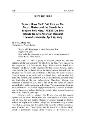 Tupac's Book Shelf: Òall Eyez on Me: Tupac Shakur and the Search for A