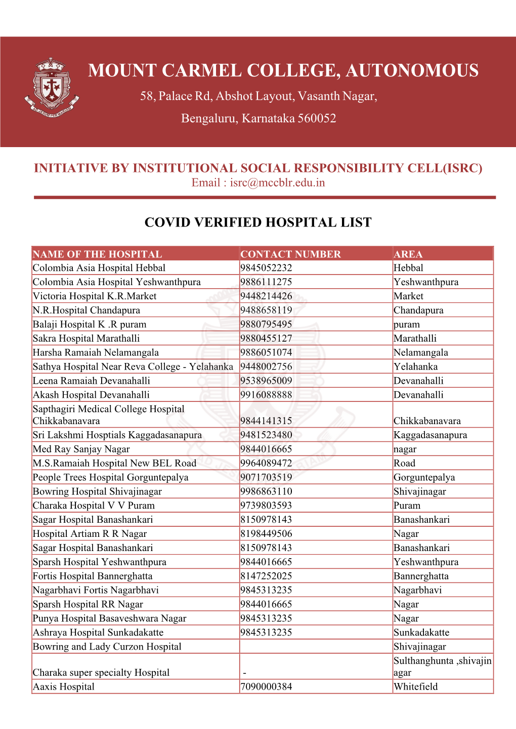 Mount Carmel College, AUTONOMOUS