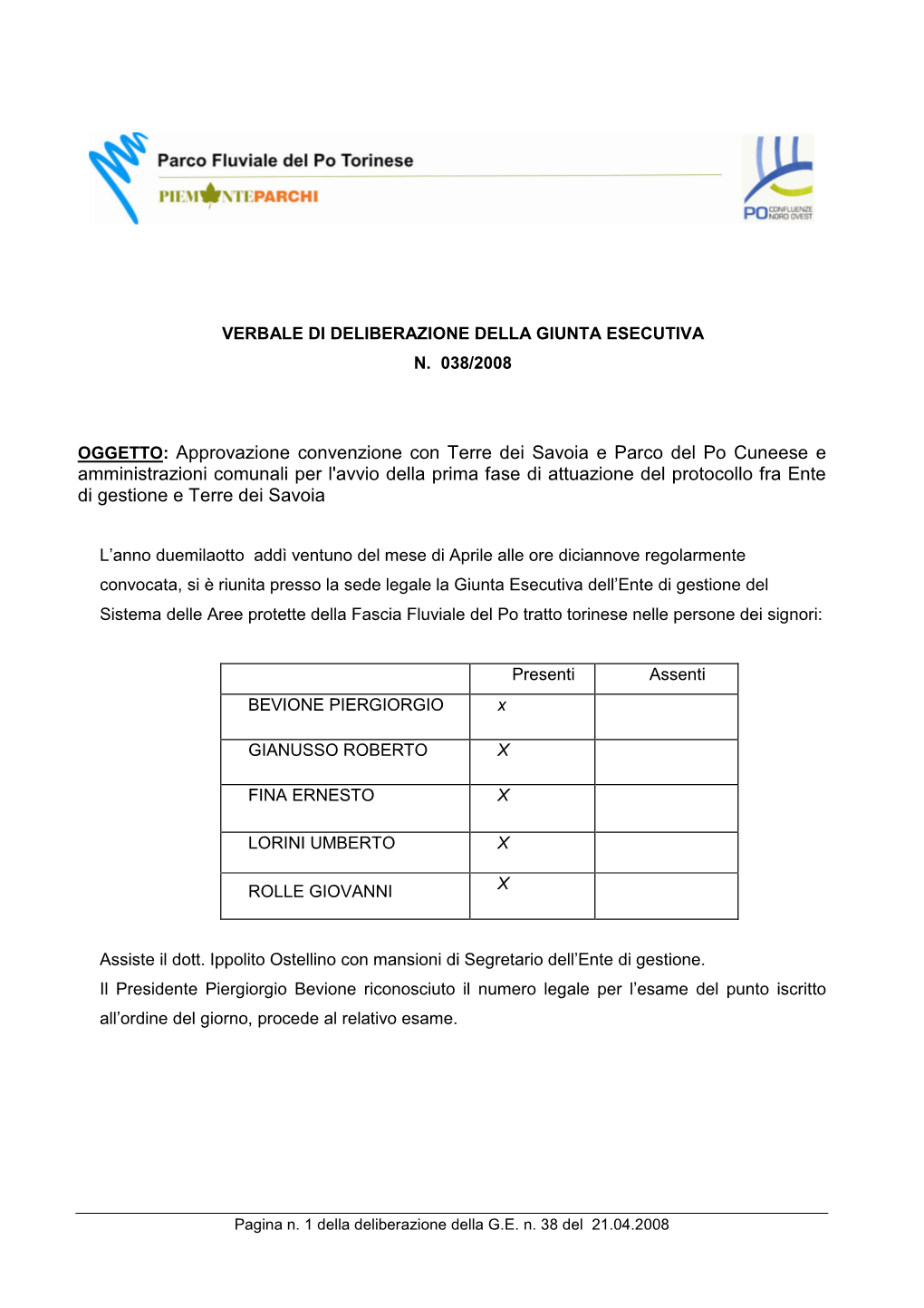 Approvazione Convenzione Con Terre Dei Savoia E Parco Del Po Cuneese