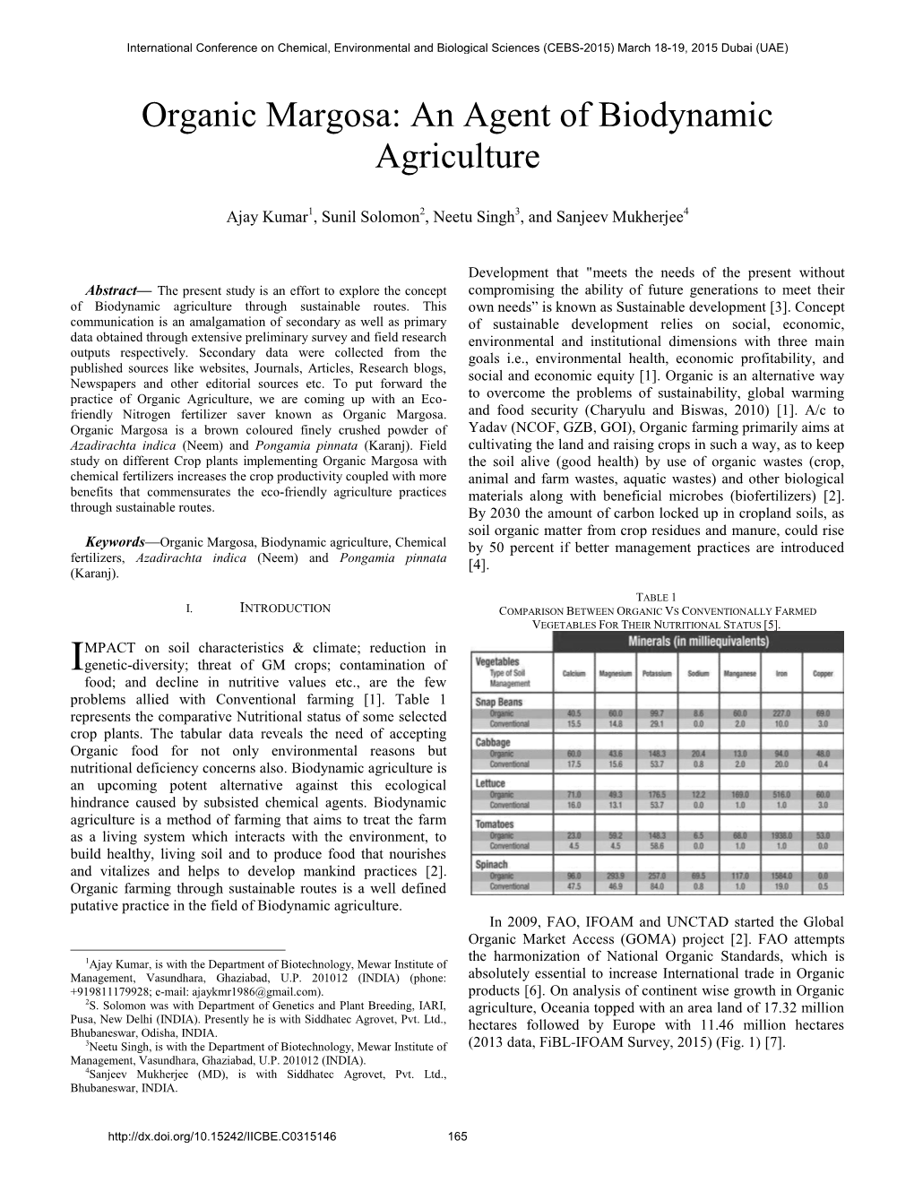 Organic Margosa: an Agent of Biodynamic Agriculture