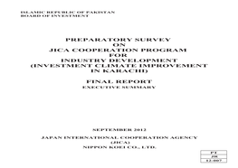 Final Report Preparatory Survey on Jica Cooperation
