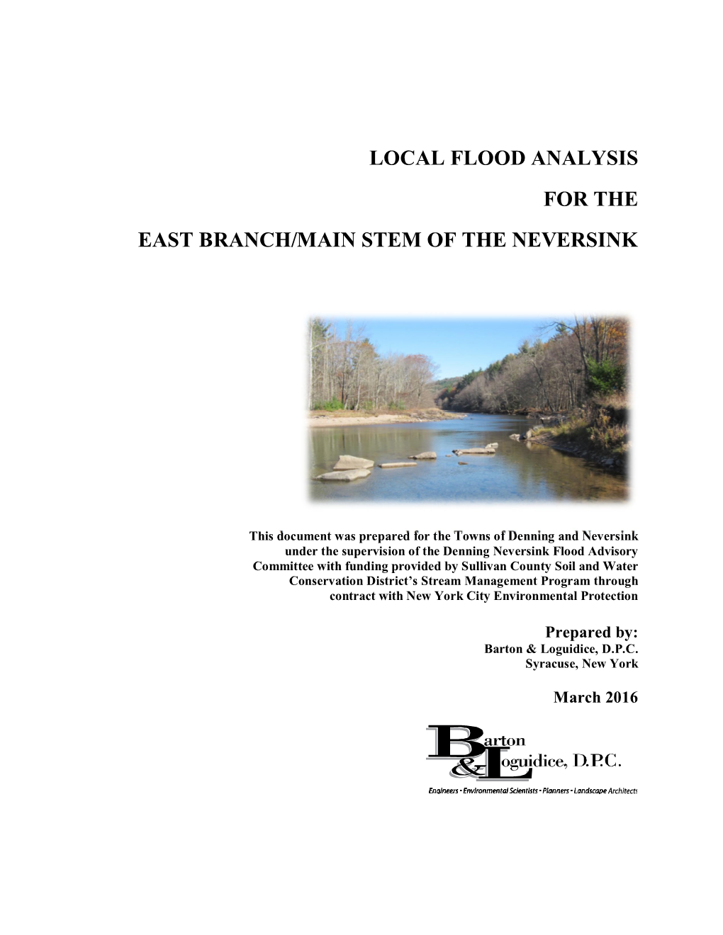 Local Flood Analysis for the East Branch/Main Stem of the Neversink