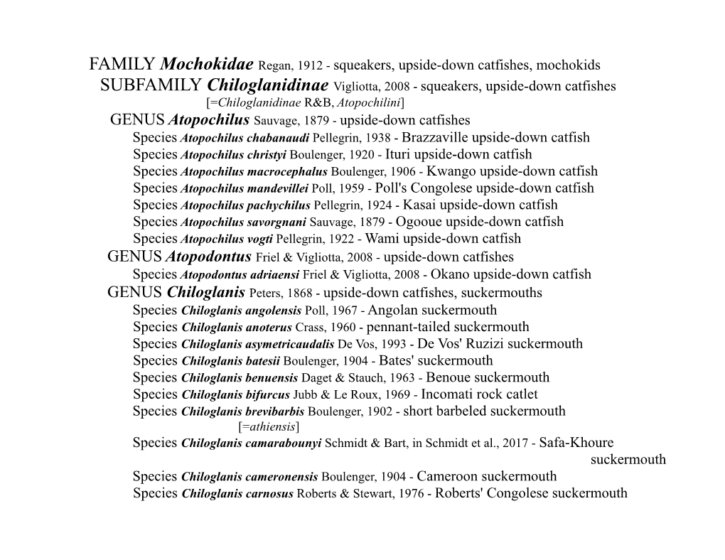 FAMILY Mochokidae Regan, 1912