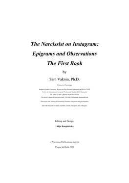 The Narcissist on Instagram: Epigrams and Observations the First Book by Sam Vaknin, Ph.D