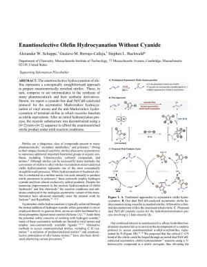 Enantioselective Olefin Hydrocyanation Without Cyanide Alexander W