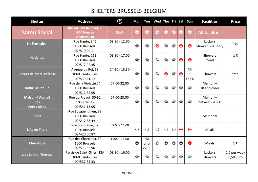 SHELTERS BRUSSELS BELGIUM Samu Social