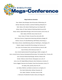 Mega-Conference Attendees Dean Abbott, Sales Manager, Borrell