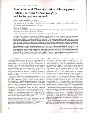 Production and Characterization of Intergeneric Hybrids Between Dichroafebrifuga and Hydrangea Macrophylla Sandra M