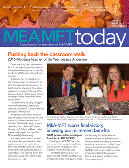 Fall 2015 Vol 17 No 3 Mea-Mft.Org MEA-MFT a Publication for Members of MEA-MFT