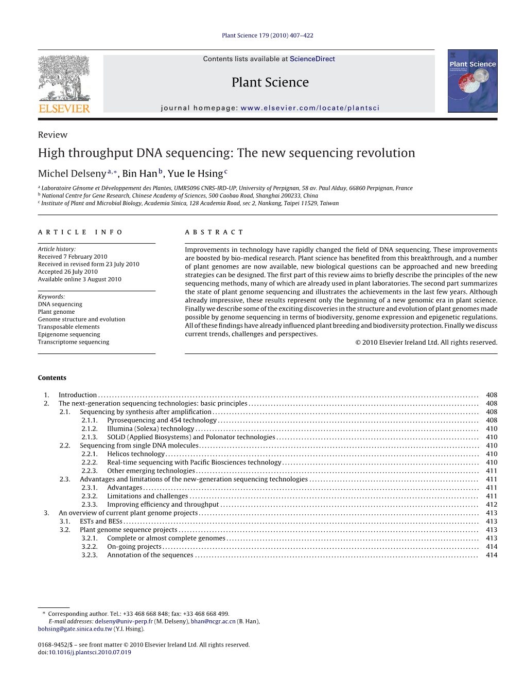 High Throughput DNA Sequencing: the New Sequencing Revolution