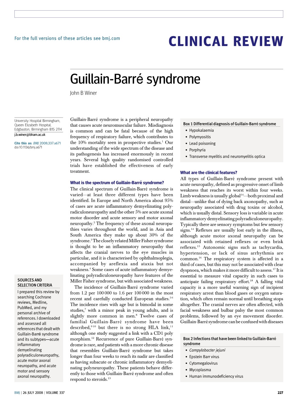 CLINICAL REVIEW Guillain-Barré Syndrome