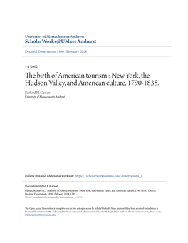 The Birth of American Tourism : New York, the Hudson Valley, and American Culture, 1790-1835