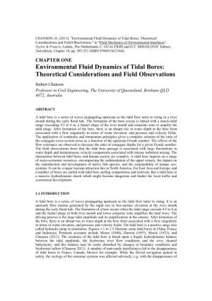Environmental Fluid Dynamics of Tidal Bores: Theoretical Considerations