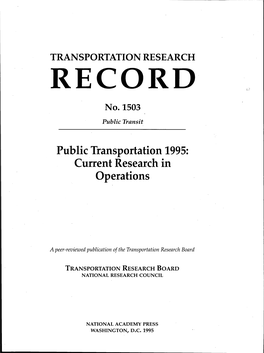 Public Transportation 1995: Current Research in Operations