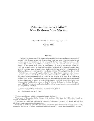 Pollution Haven Or Hythe?∗ New Evidence from Mexico