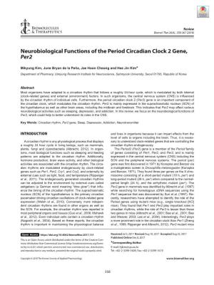 Neurobiological Functions of the Period Circadian Clock 2 Gene, Per2